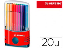 20 rotuladores acuarelables Stabilo Pen 68 estuche rojo colores surtidos